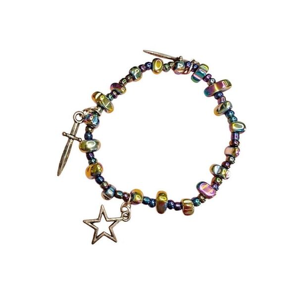Handmade Iridescent Charm Beaded Bracelet - Picture 1 of 2